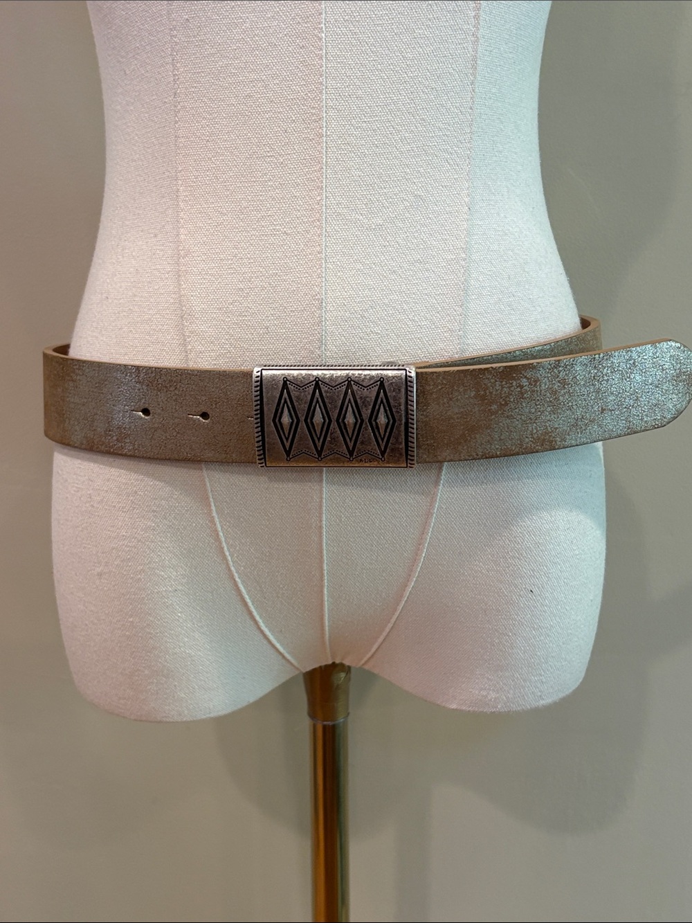 Lauren Ralph Lauren Southwestern Brushed Metallic Leather Belt size Medium